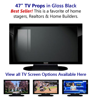 47 TV Props | 47 Inch Prop TVs Black Gloss & Matte Black XX Style with Simple Frame
