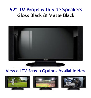 52 TV Props | 52 Inch Prop TVs in Black Gloss & Matte Black with Side Speakers