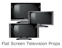 Flat Screen Television Props | Fake flat screen television prop. High quality 3-dimensional molded plastic flat screen TV props to resemble the plasma, LED and LCD television styles seen in the market today.  Flat screen propTVs are available in wide-screen format and can be wall mounted or sit on a tabletop. 