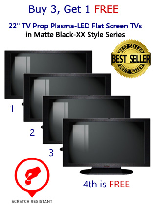 4-Pack of 22" TV Props Plasma-LED Flat Screen TVs in Matte Black (Buy 3, Get 1 FREE Package)