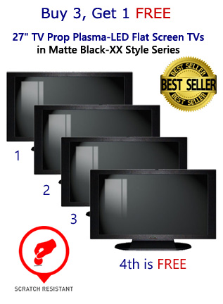 4-Pack of 27" TV Props Plasma-LED Flat Screen TVs in Matte Black (Buy 3, Get 1 FREE Package)
