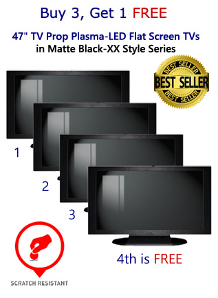 4-Pack of 47" TV Props Plasma-LED Flat Screen TVs in Matte Black (Buy 3, Get 1 FREE Package)