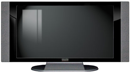 27" HD TV Prop with Side Speakers in Gloss Black on Matte Silver with Optional Base